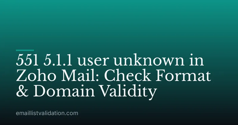 551 5.1.1 user unknown in Zoho Mail: Check Format & Domain Validity