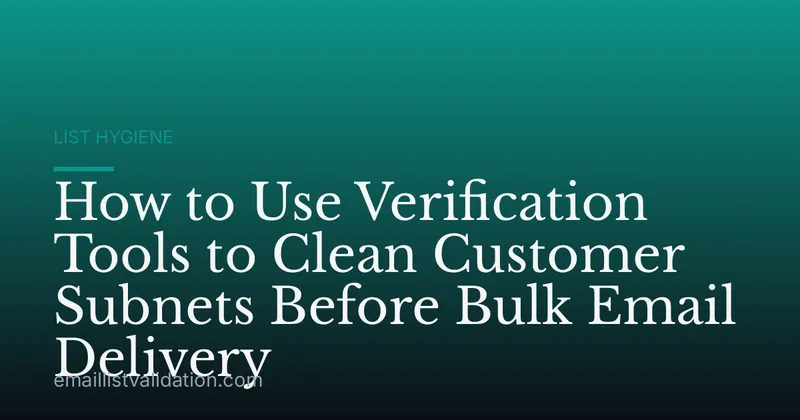 How to Use Verification Tools to Clean Customer Subnets Before Bulk Email Delivery