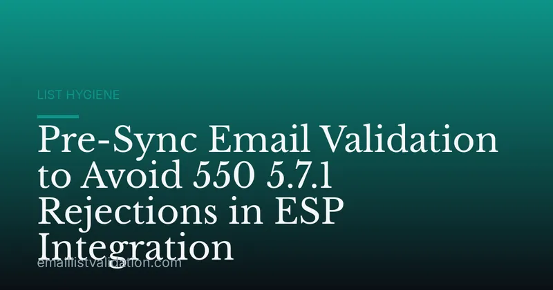 Pre-Sync Email Validation to Avoid 550 5.7.1 Rejections in ESP Integration
