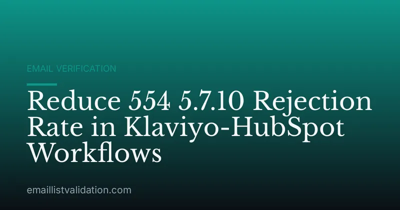 Reduce 554 5.7.10 Rejection Rate in Klaviyo-HubSpot Workflows
