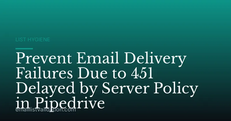 Prevent Email Delivery Failures Due to 451 Delayed by Server Policy in Pipedrive