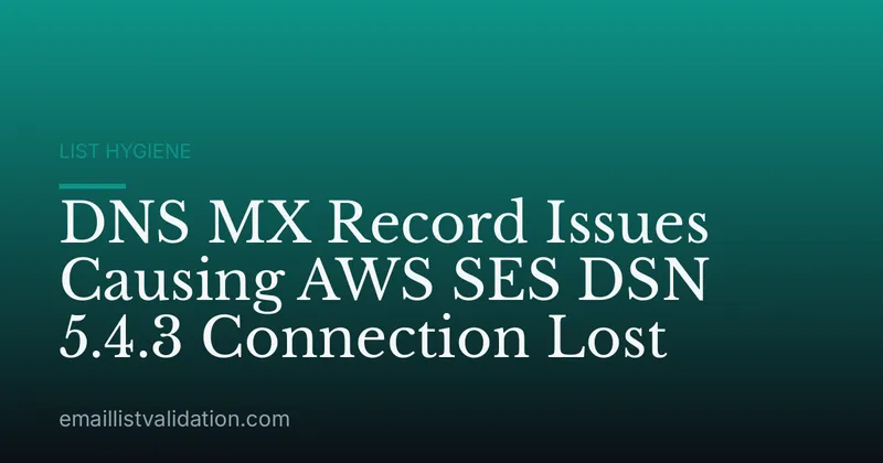 DNS MX Record Issues Causing AWS SES DSN 5.4.3 Connection Lost