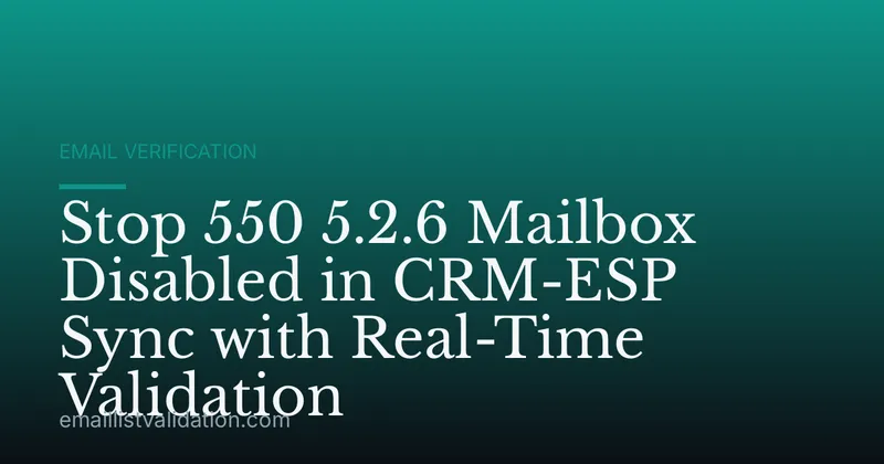 Stop 550 5.2.6 Mailbox Disabled in CRM-ESP Sync with Real-Time Validation