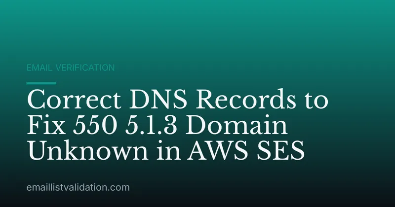 Correct DNS Records to Fix 550 5.1.3 Domain Unknown in AWS SES