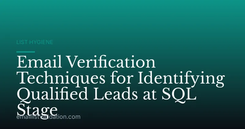 Email Verification Techniques for Identifying Qualified Leads at SQL Stage