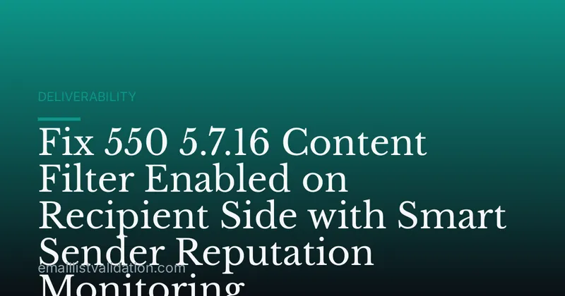 Fix 550 5.7.16 Content Filter Enabled on Recipient Side with Smart Sender Reputation Monitoring