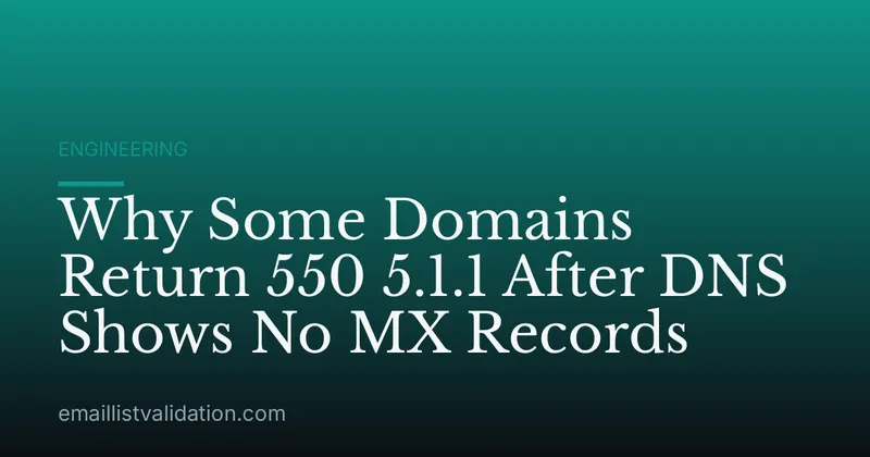 Why Some Domains Return 550 5.1.1 After DNS Shows No MX Records