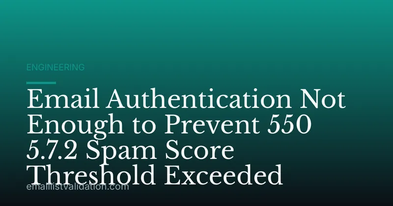 Email Authentication Not Enough to Prevent 550 5.7.2 Spam Score Threshold Exceeded