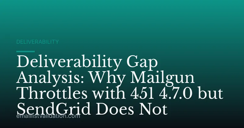 Deliverability Gap Analysis: Why Mailgun Throttles with 451 4.7.0 but SendGrid Does Not