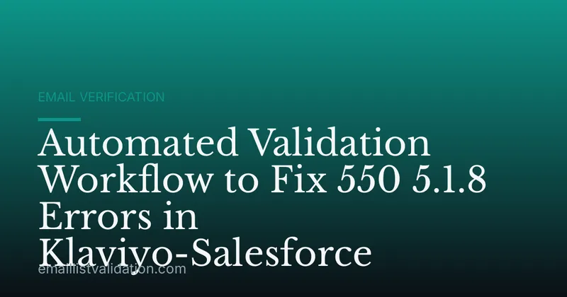 Automated Validation Workflow to Fix 550 5.1.8 Errors in Klaviyo-Salesforce