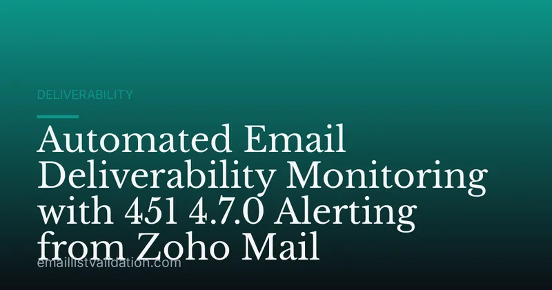Automated Email Deliverability Monitoring with 451 4.7.0 Alerting from Zoho Mail
