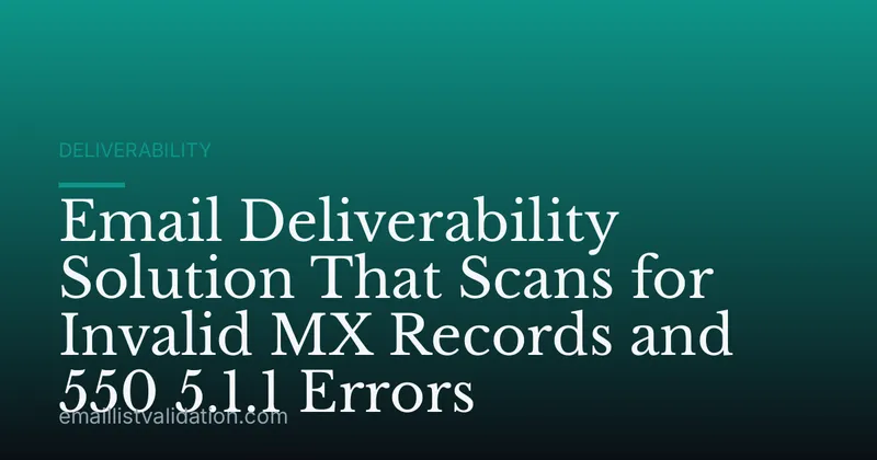 Email Deliverability Solution That Scans for Invalid MX Records and 550 5.1.1 Errors