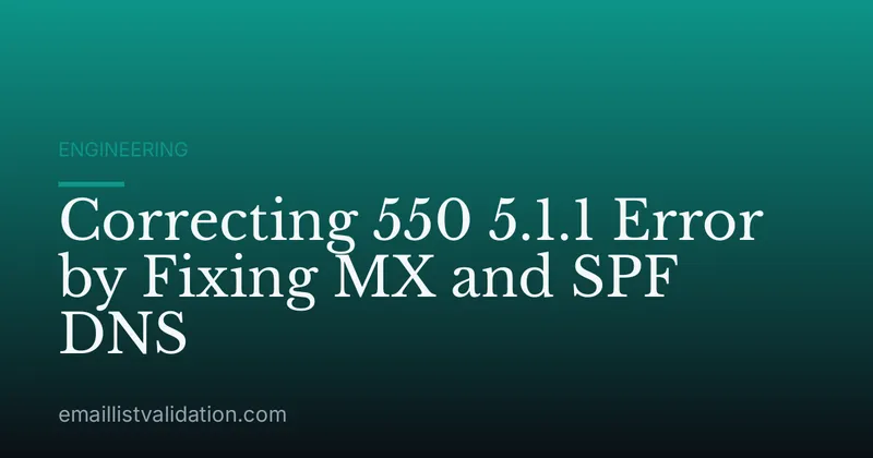 Correcting 550 5.1.1 Error by Fixing MX and SPF DNS