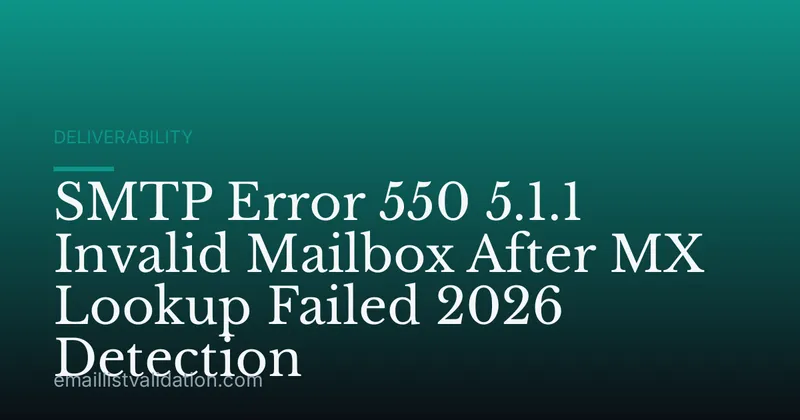 SMTP Error 550 5.1.1 Invalid Mailbox After MX Lookup Failed 2026 Detection
