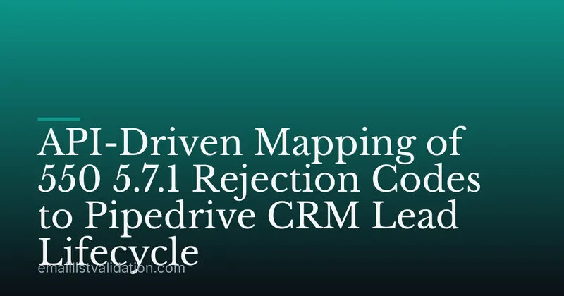 API-Driven Mapping of 550 5.7.1 Rejection Codes to Pipedrive CRM Lead Lifecycle