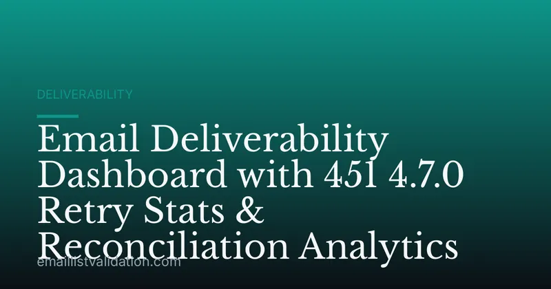 Email Deliverability Dashboard with 451 4.7.0 Retry Stats & Reconciliation Analytics
