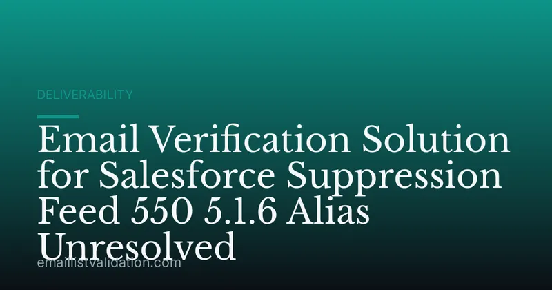 Email Verification Solution for Salesforce Suppression Feed 550 5.1.6 Alias Unresolved
