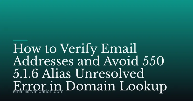 How to Verify Email Addresses and Avoid 550 5.1.6 Alias Unresolved Error in Domain Lookup