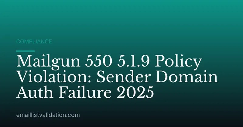 Mailgun 550 5.1.9 Policy Violation: Sender Domain Auth Failure 2025